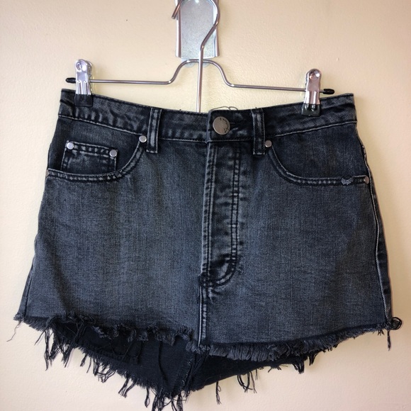 Mini black denim skirt - Picture 1 of 2